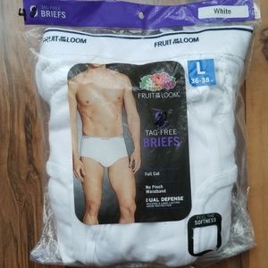 4 Fruit of the Loom Briefs White Sz Large Tag Free